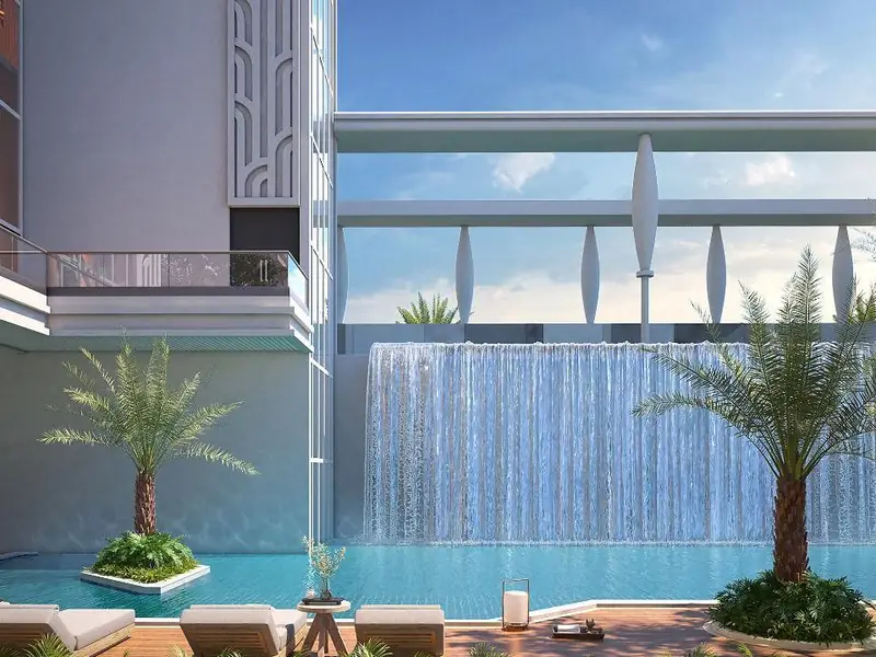 Temperature-controlled pool with water wall at VVIP Addresses Greater Noida West